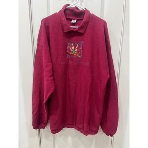 Crazy Shirts Hawaii Burgundy Fleece Pullover Sweatshirt Embroidered Top Size‎ XL